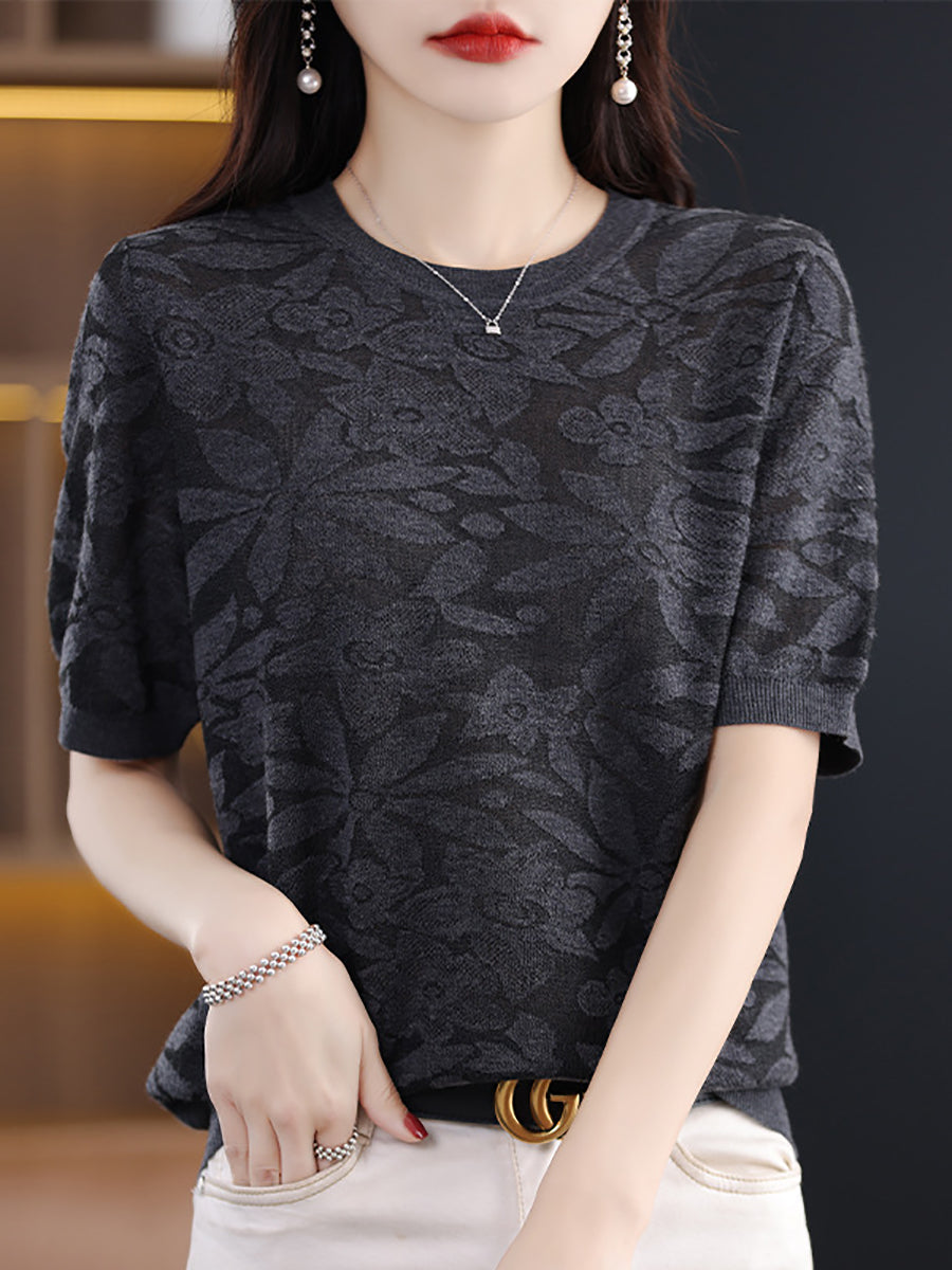 Women Summer Casual Flower Knitted Pullover Shirt WE1019 Ada Fashion