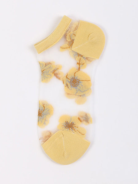 5 Pairs Women Summer Flower Thin Short Socks CX019 WSD