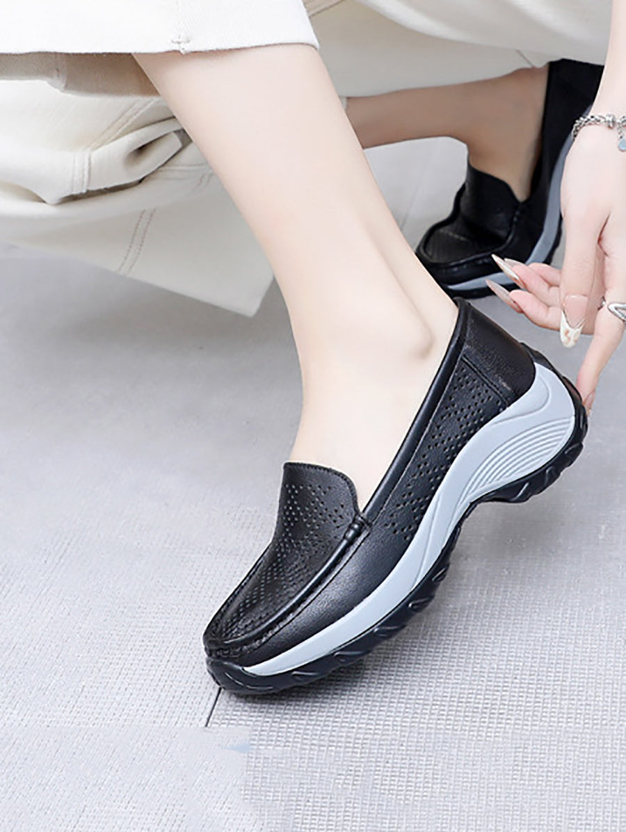 Women Summer Casual Leather Cutout Platform Shoes SC1039 Ada Fashion