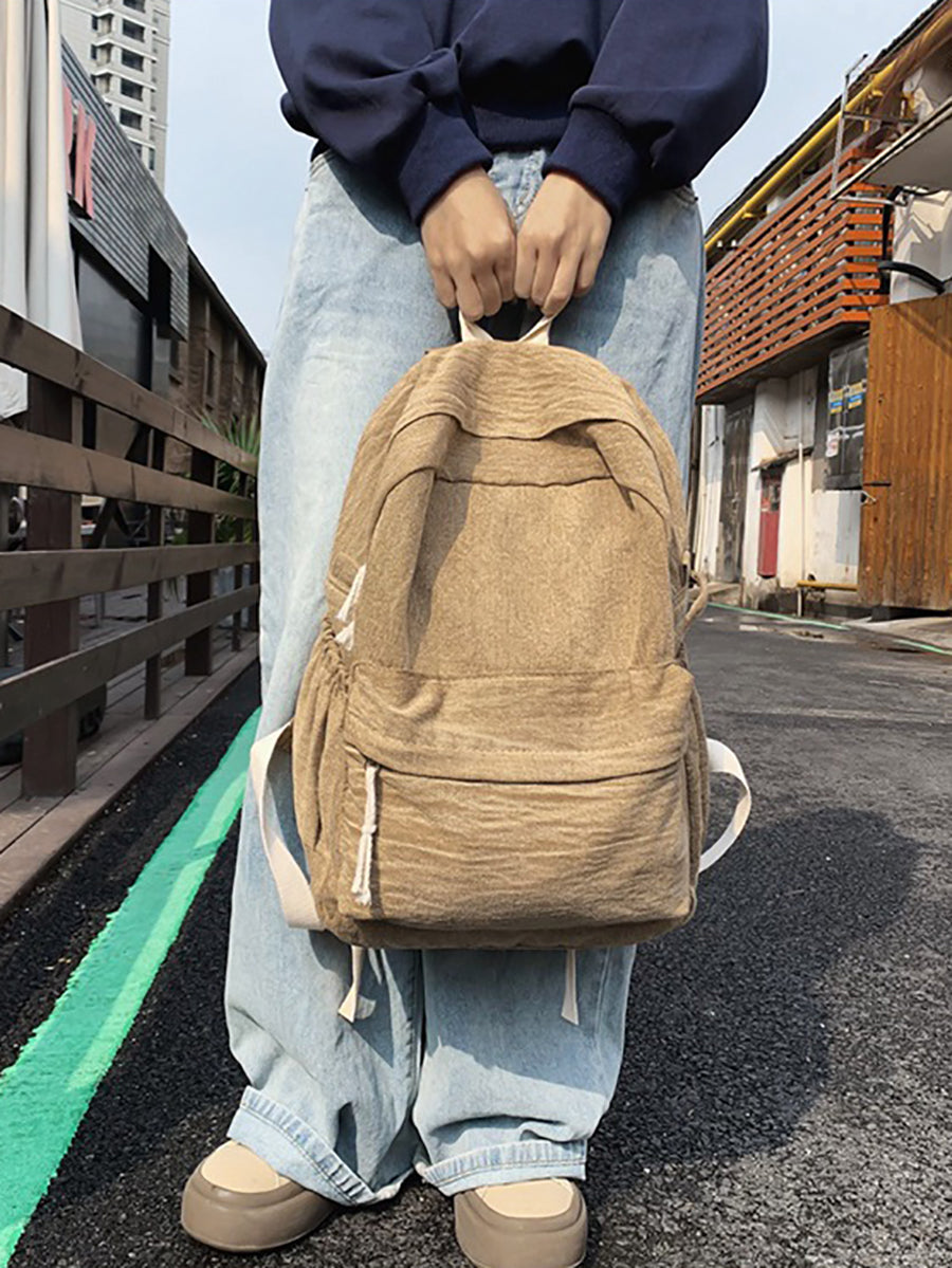 Couple Casual Solid Canvas Zipper Backpack XX1045 Ada Fashion