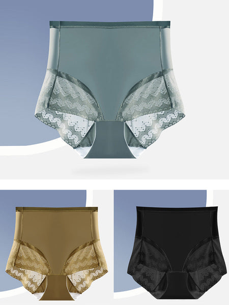 3 Pairs Women Lace Spliced Hight Waist Undewear AX1011 Genistyle Shop