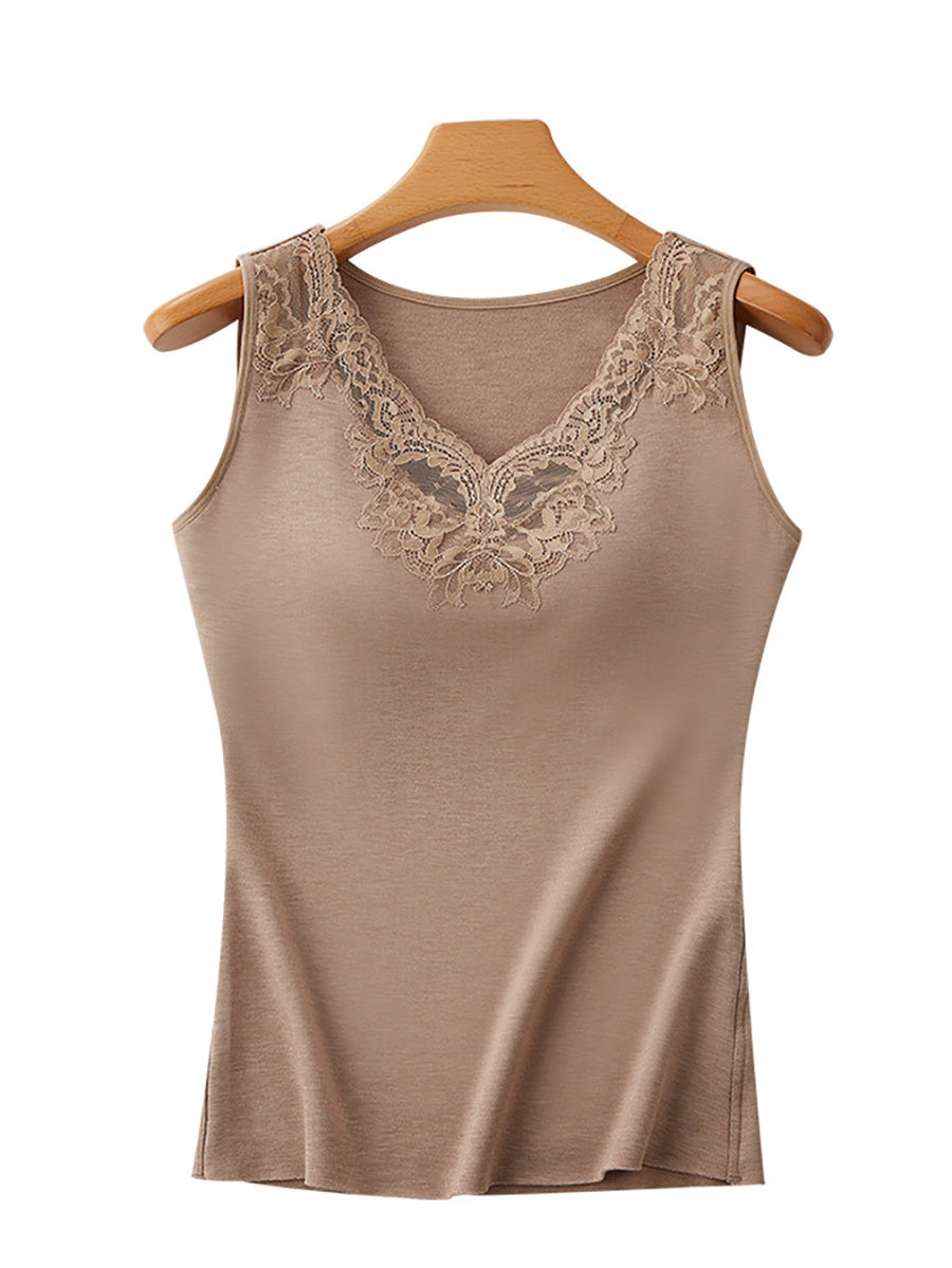 Women Winter Seamless Lace Solid Warm With Bra Pad Base BA1056 Genistyle Shop