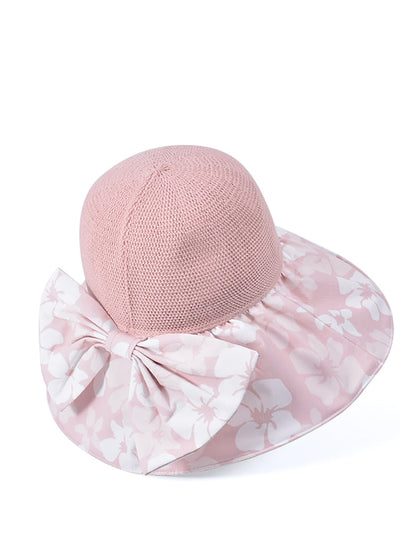 Women Summer Flower Spliced Bowknot Sunproof Hat AA1028 Ada Fashion