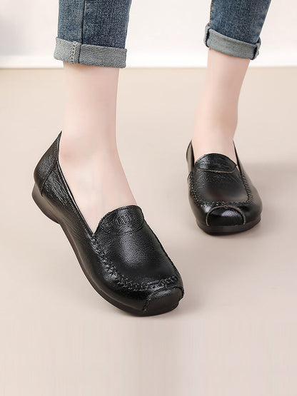 Women Summer Soft Leather Solid Stitching Flat Shoes PP1031 BC