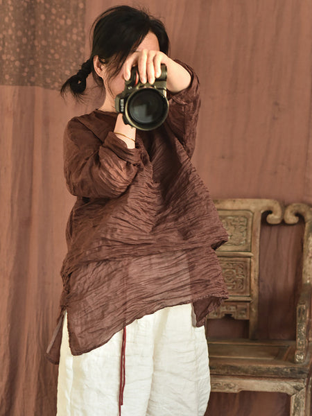 Women Casual Solid Split Hem Stitching Loose Ramie Vest LL023 QYMM