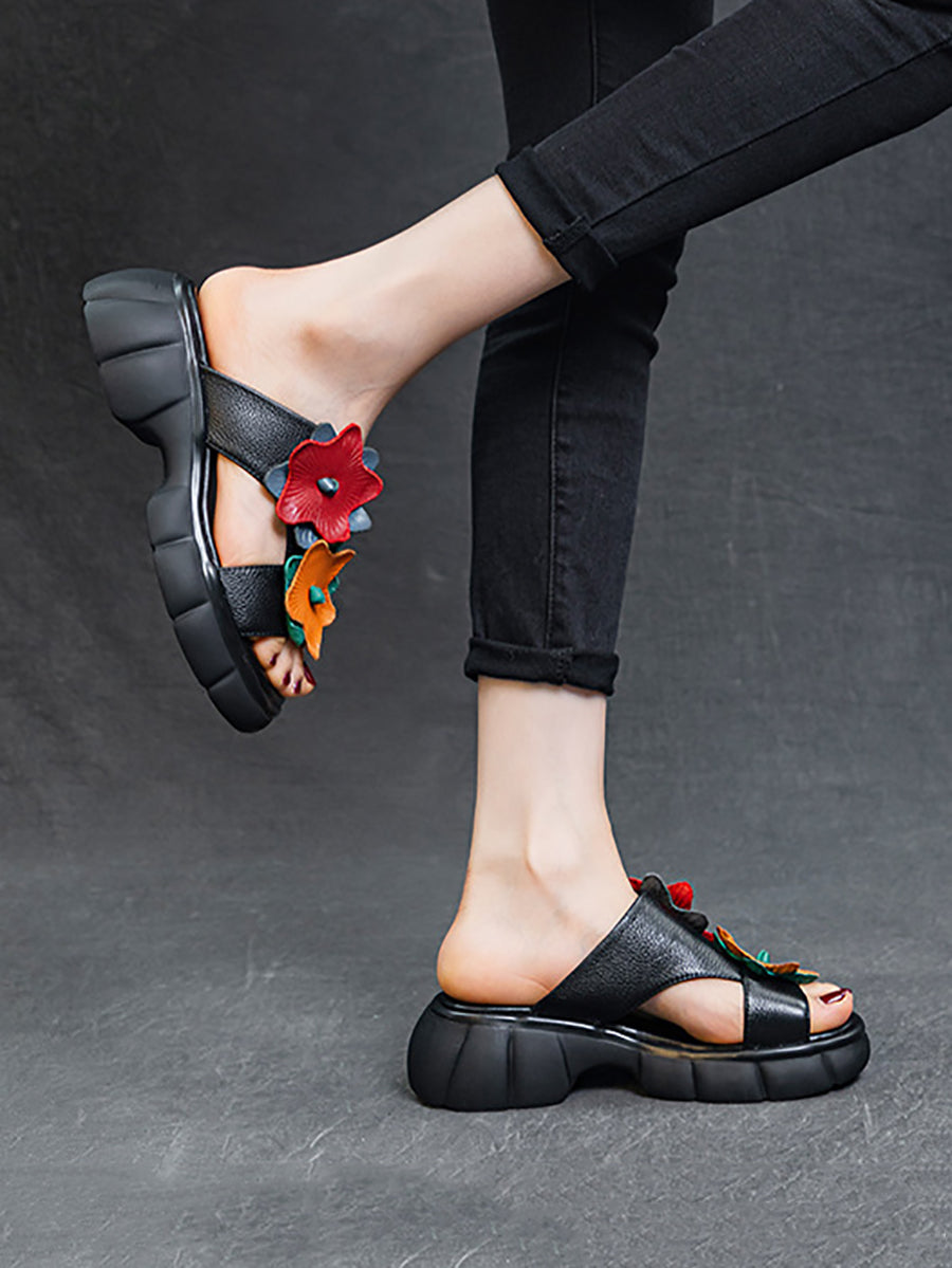 Women Summer Leather Spliced Star Platform Sandal TY1033 Ada Fashion