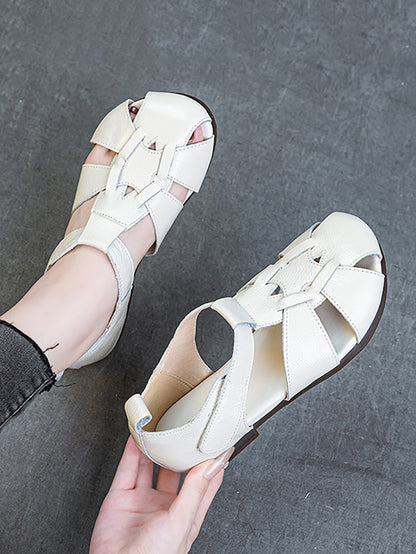 Leather Summer Soft Women Spliced Sandals FashionChic