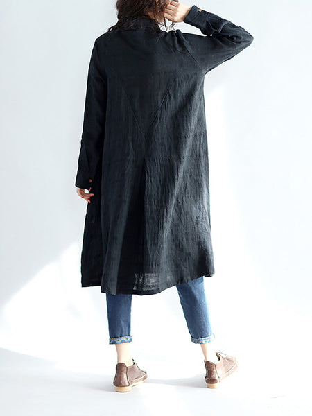 Plus Size Women Casual Solid Spring Black Long Shirt AS1030 Ada Fashion