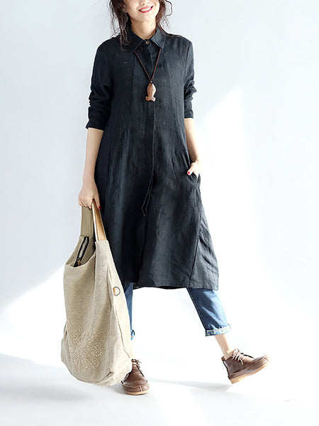Plus Size Women Casual Solid Spring Black Long Shirt AS1030 Ada Fashion