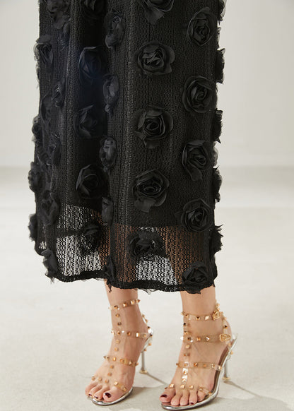 Natural Black Stereoscopic Floral Knit Skirts Summer AZ1047 shopify