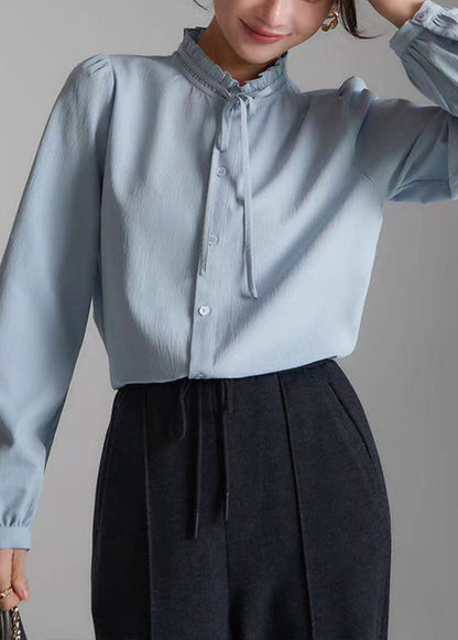 Chic Apricot Ruffled Patchwork Button Solid Shirt Fall QP022 OL-LTP241001