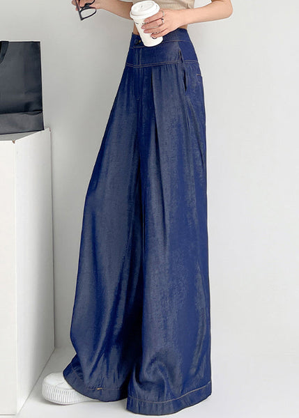 French Navy Pockets High Waist Denim Pants Summer NN007 shopify