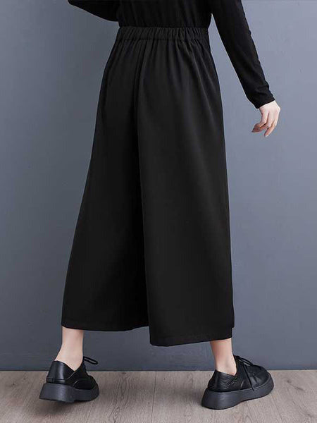 Stylish Black Elasticity High Waisted Asymmetric Tied Patchwork Pleated Ninth Pants WS015 shopify