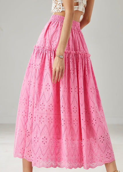 Fine Rose Ruffled Hollow Out Cotton Skirt Summer AZ1046 shopify