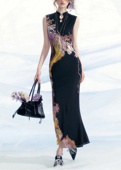 Tulle Long Slim Summer Hollow Fit Dresses Black Out FashionChic