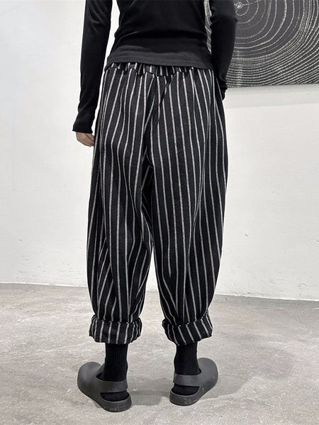 Split-Joint Cool Pattern High-Waisted Striped Pants Harem FashionChic