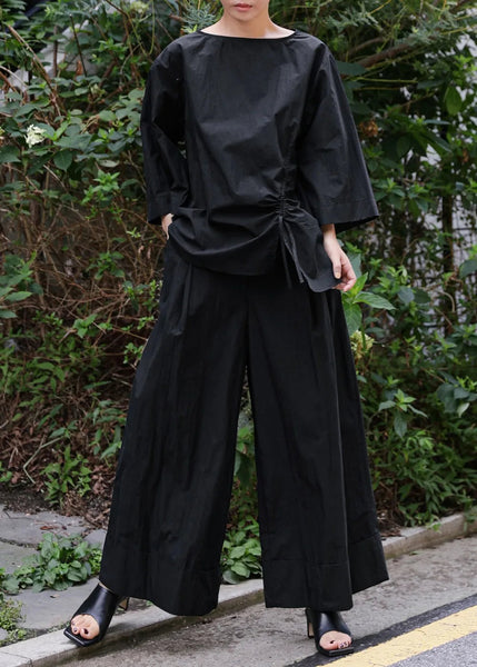 Elastic Organic Wide-Leg Waist Khaki Pants FashionChic