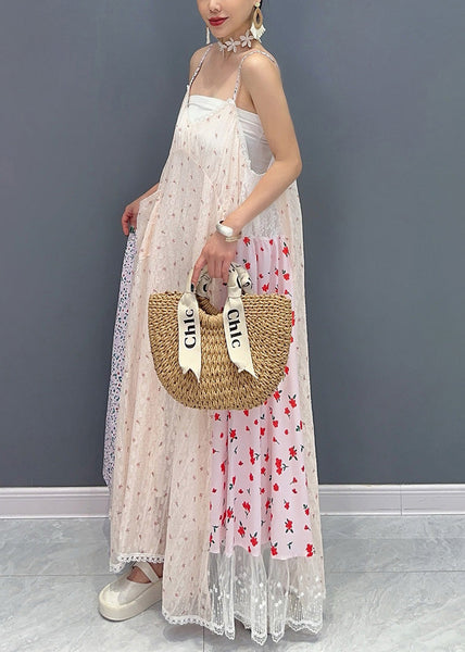 Italian Print Patchwork Tulle Spaghetti Strap Dress Sleeveless AO1055 JDML-SDL240909