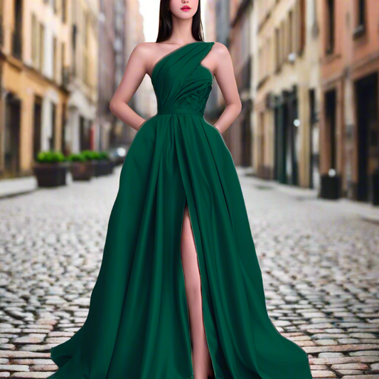 Slim Fit Green Cold Shoulder Side Open Cotton Dress Sleeveless WW1039 Ada Fashion