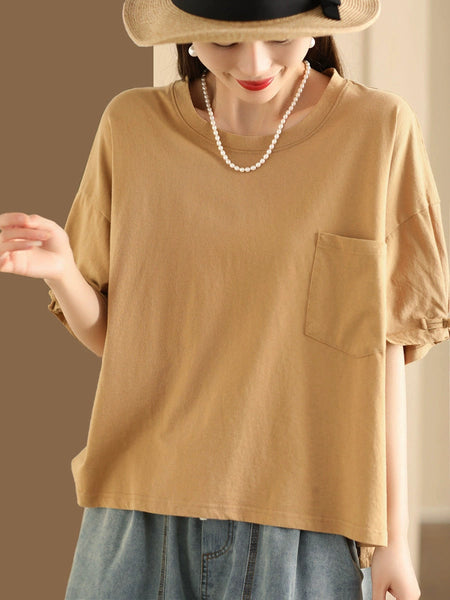 Women Summer Casual Solid Loose Cotton Shirt TY1004 Ada Fashion