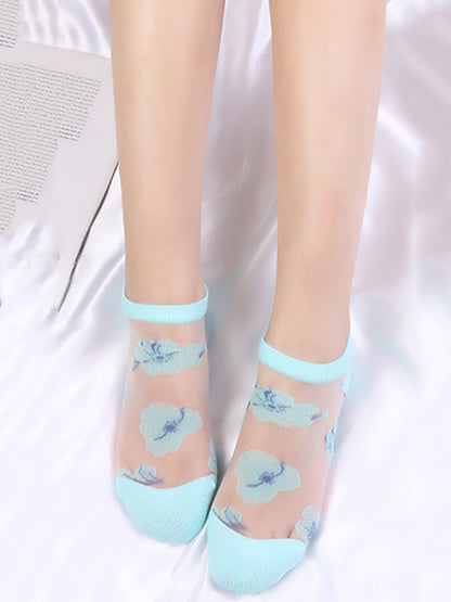 5 Pairs Women Summer Flower Thin Short Socks CX019 WSD
