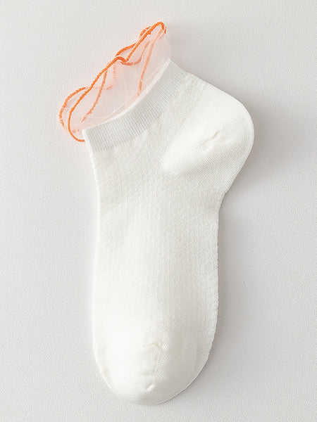 4 Pairs Women Summer Artsy Flower Jacquard Socks AS1009 Ada Fashion