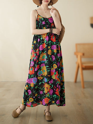 Women Artsy Summer Flower Loose Vest Dress PA1020 Ada Fashion