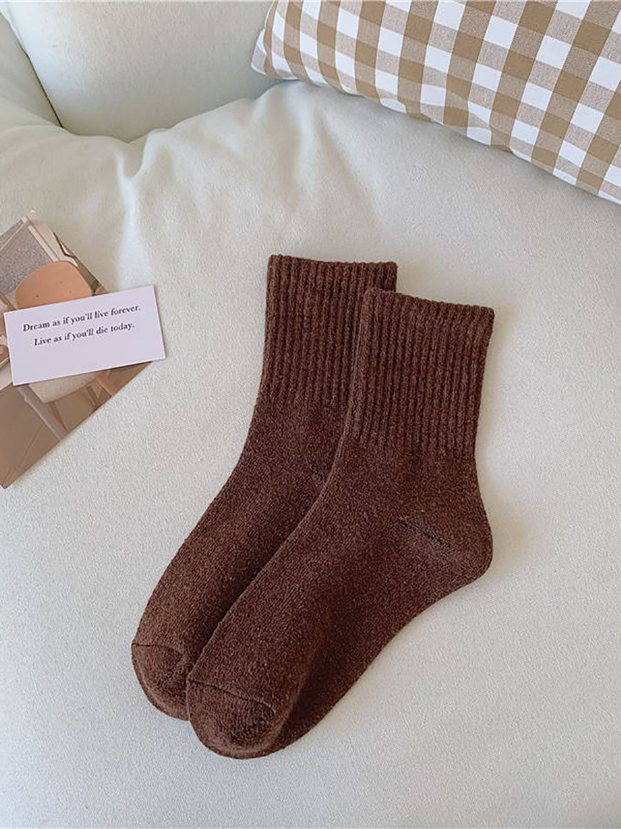 5 Pairs Women Solid Warm Wool Winter Socks BA1027 Genistyle Shop