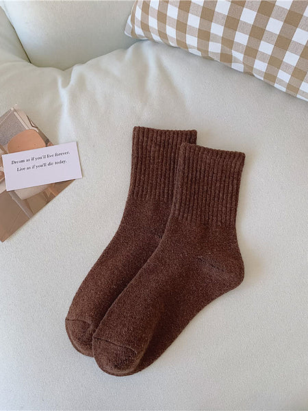 5 Pairs Women Solid Warm Wool Winter Socks BA1027 Genistyle Shop