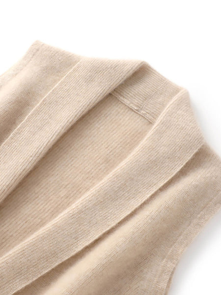 Women Casual Wool Solid V-Neck Strap Knit Vest AX1029 Genistyle Shop