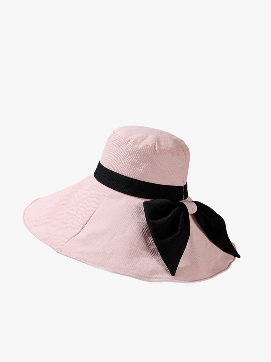 Women Summer Colorblock Sunproof Bowknot Hat QW1022 Ada Fashion