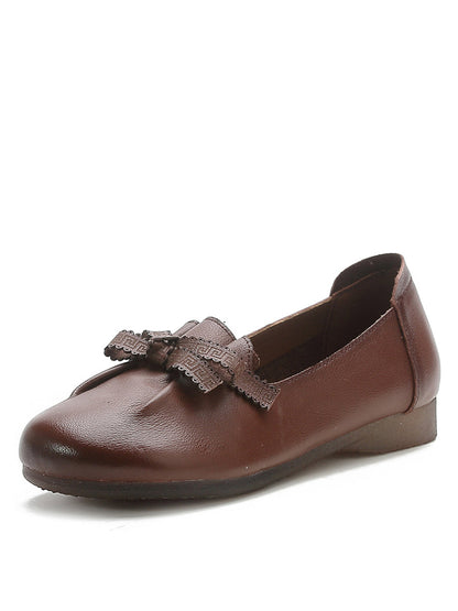 Women Summer Solid Bowknot Spliced Leather Shoes RR1049 BC