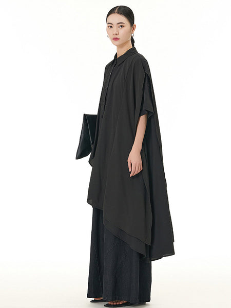 Women Casual Summer Dot Irregular Hem Loose Shirt KL1002 Ada Fashion