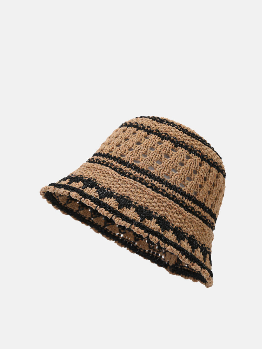 Women Summer Artsy Colorblock Weave Sunproof Hat CX050 BUYKUD