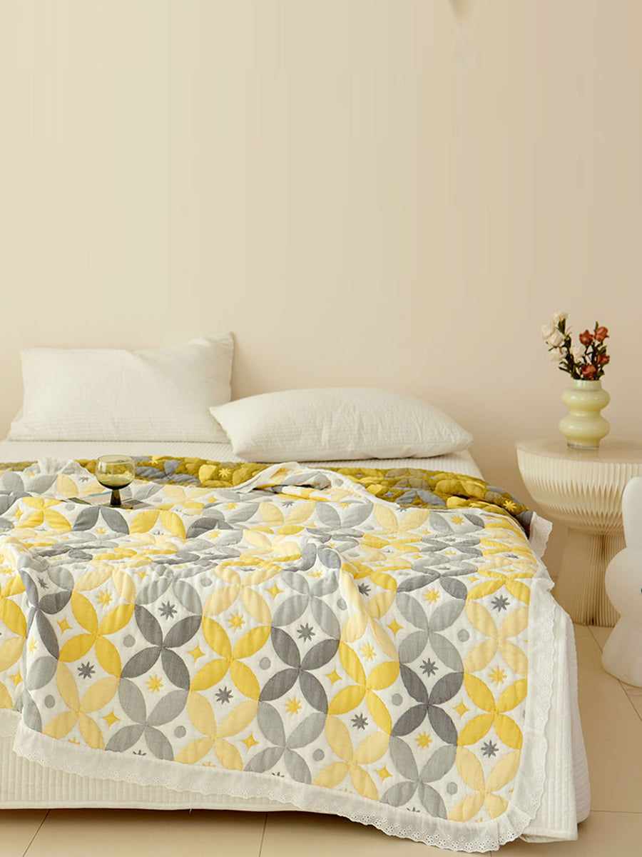 Summer Nap Flower Jacquard Lace Spliced Qulit IO1020 Ada Fashion