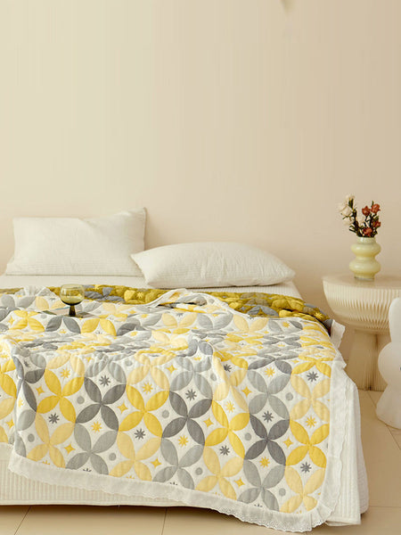 Summer Nap Flower Jacquard Lace Spliced Qulit IO1020 Ada Fashion