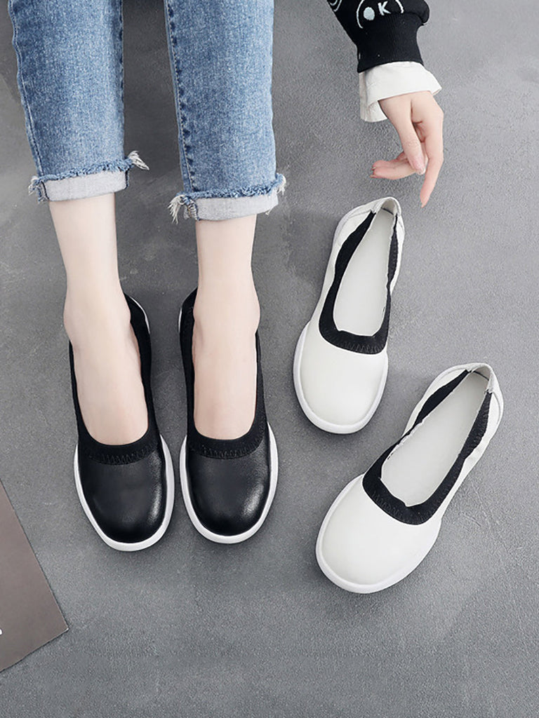 Women Summer Casual Leather Solid Low-Heel Shoes UI1017 Ada Fashion