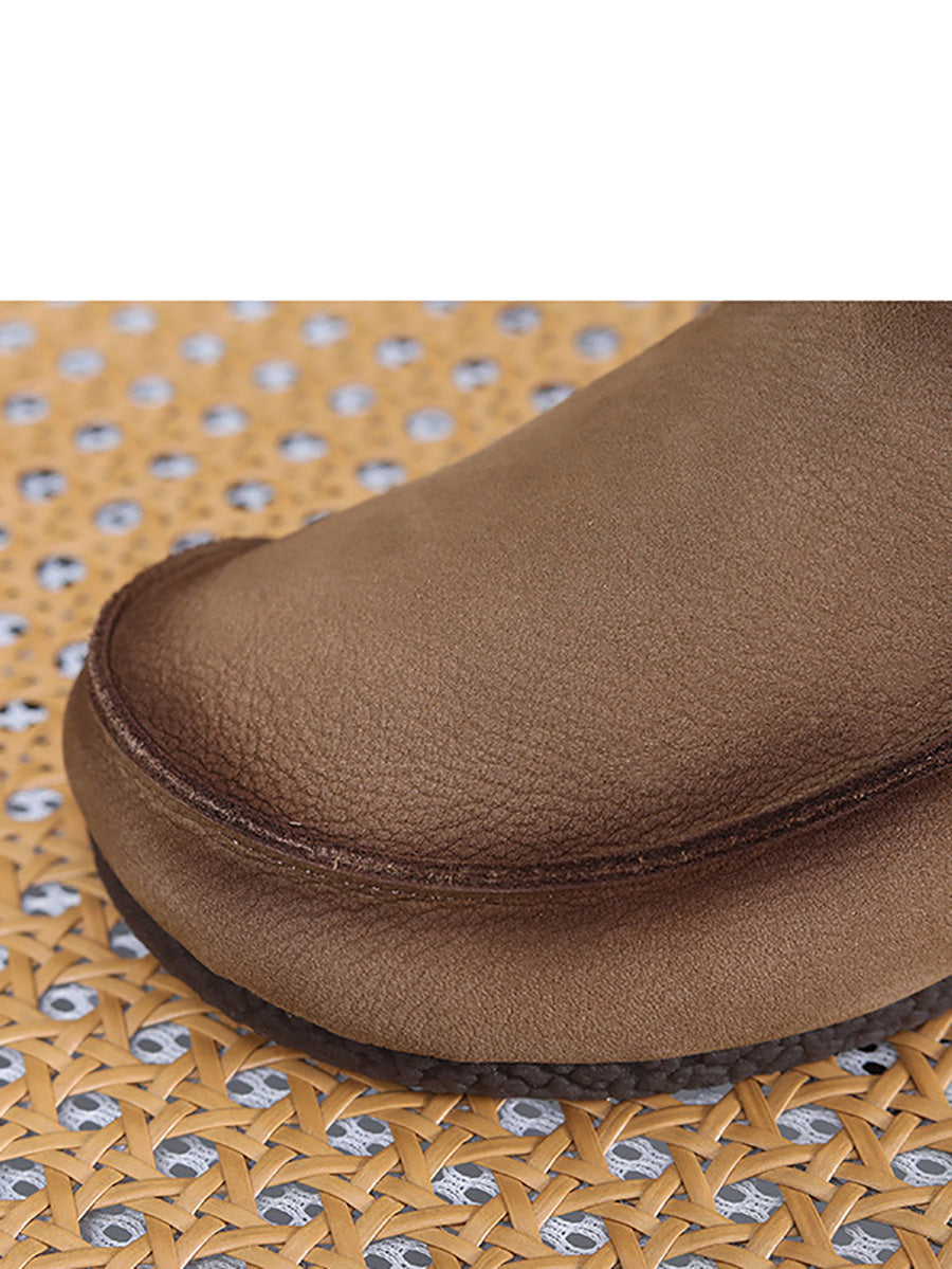 Leather Retro Solid Summer Falt Women Shoes FashionChic