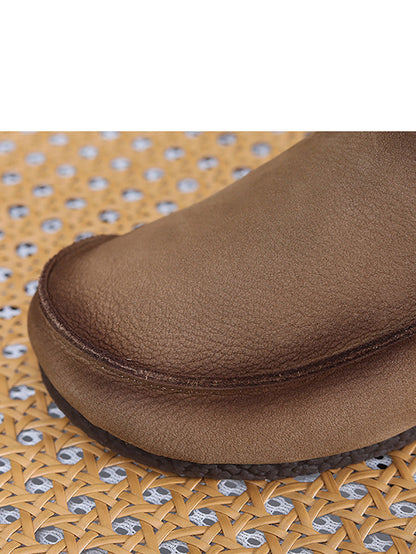 Leather Retro Solid Summer Falt Women Shoes FashionChic