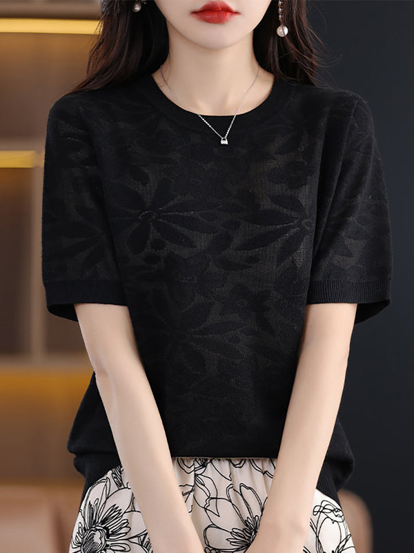 Women Summer Casual Flower Knitted Pullover Shirt WE1019 Ada Fashion