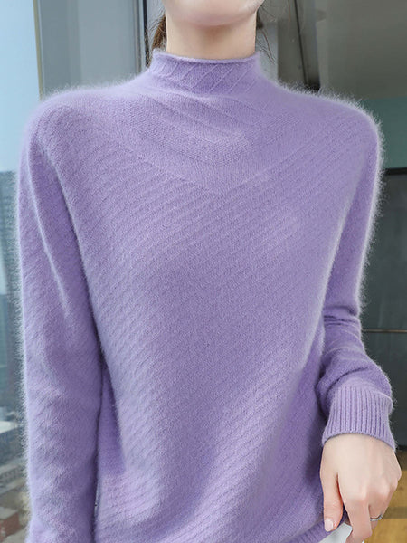 Women Autumn Half Turtleneck Wool Warm Knit Sweater AV1008 Genistyle Shop