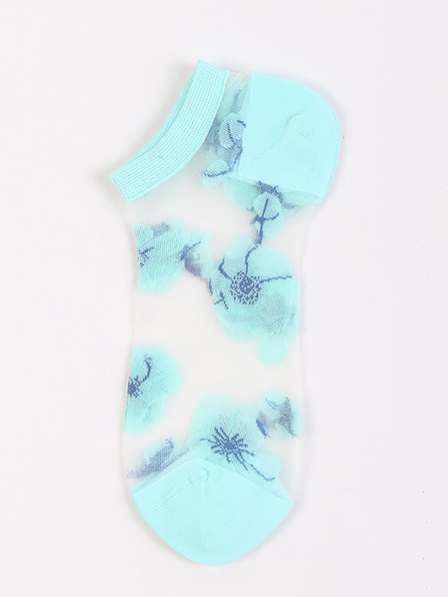 5 Pairs Women Summer Flower Thin Short Socks CX019 WSD