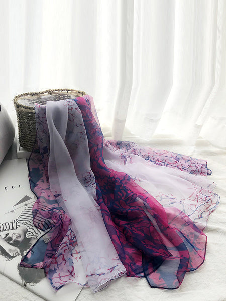 Women Colorblock Print Travel Shawl Scarf SC1037 Ada Fashion