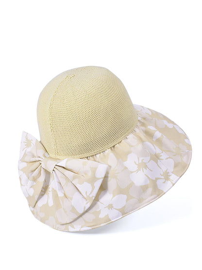 Women Summer Flower Spliced Bowknot Sunproof Hat AA1028 Ada Fashion