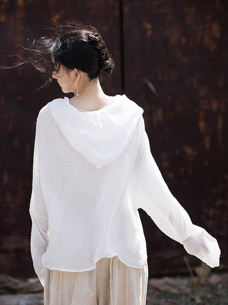 Women Summer Casual Solid Thin Hooded Sunproof Shirt CV1014 Ada Fashion