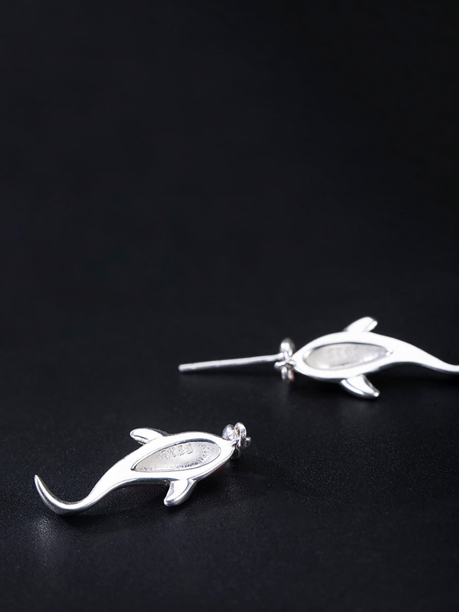 Women Casual Red Koi Sliver Pandent Earrings AI1023 XYFZB