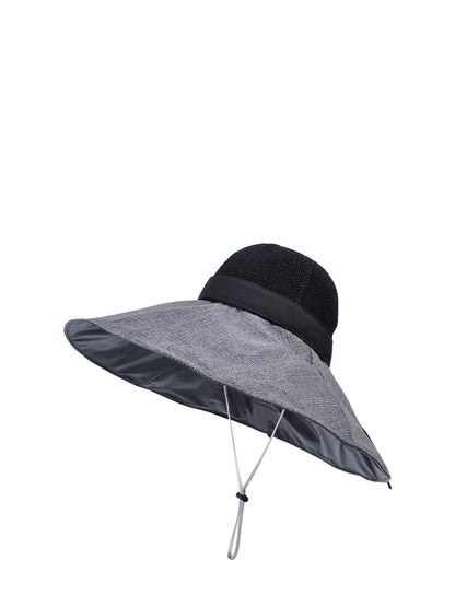 Women Summer Colorblock Large Brim Sunproof Hat WE1002 Ada Fashion