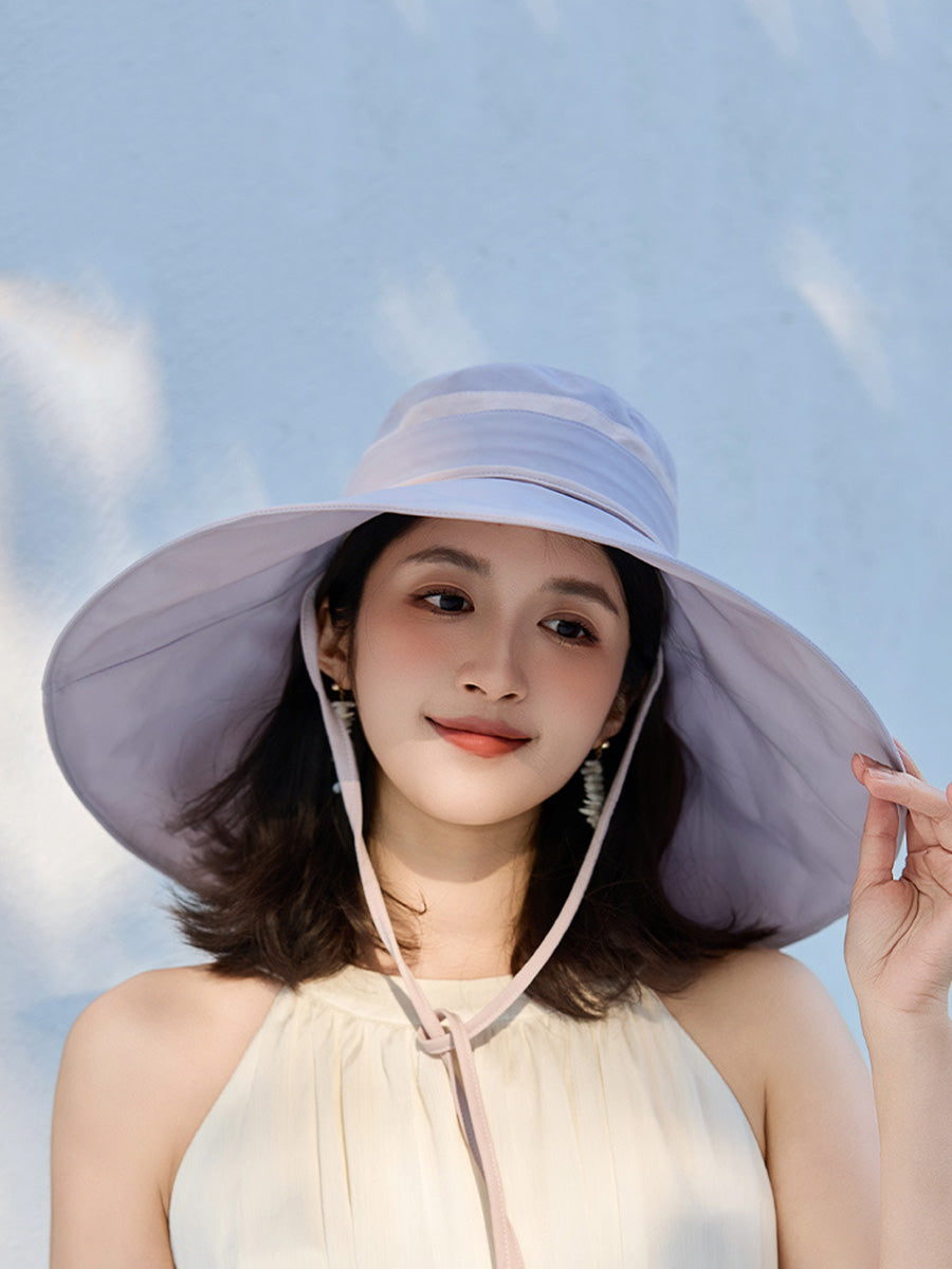 Sunproof Large Brim Women Stripe Hat Casual FashionChic