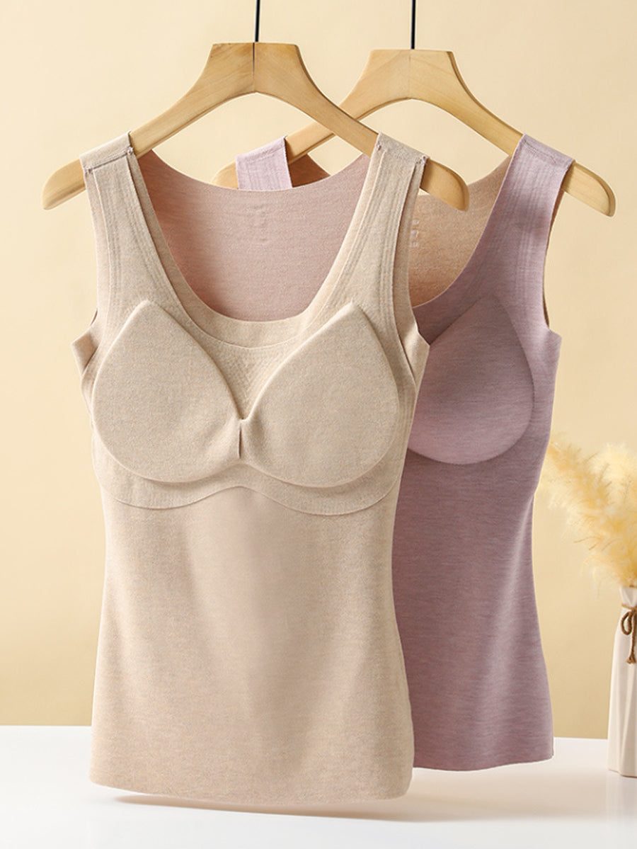 Women Winter Seamless U-Neck Warm With Bra Pad Base WU021 BUYKUD