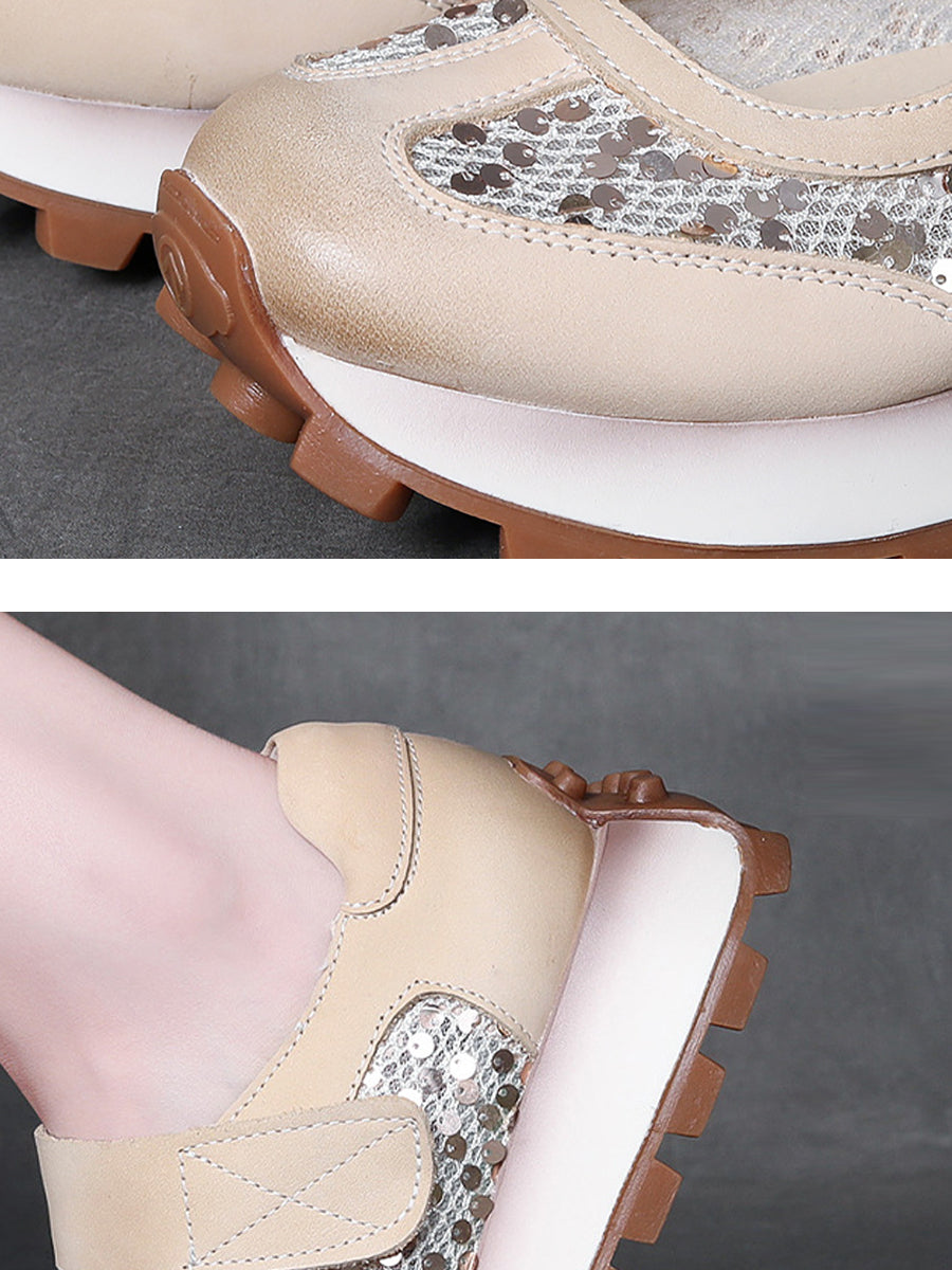 Women Summer Casual Leather Mesh Spliced Platform Shoes UI1028 Ada Fashion